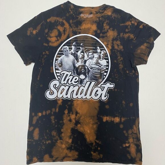 The Sandlot Movie Group Graphic Print Black Bleached Tie-Dye Shirt - Picture 3 of 8